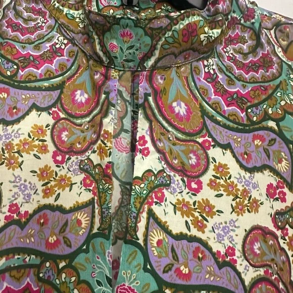 Liverpool High Neck Paisley Print Sleeveless Blouse Size Medium Keyhole Detail - Picture 8 of 8